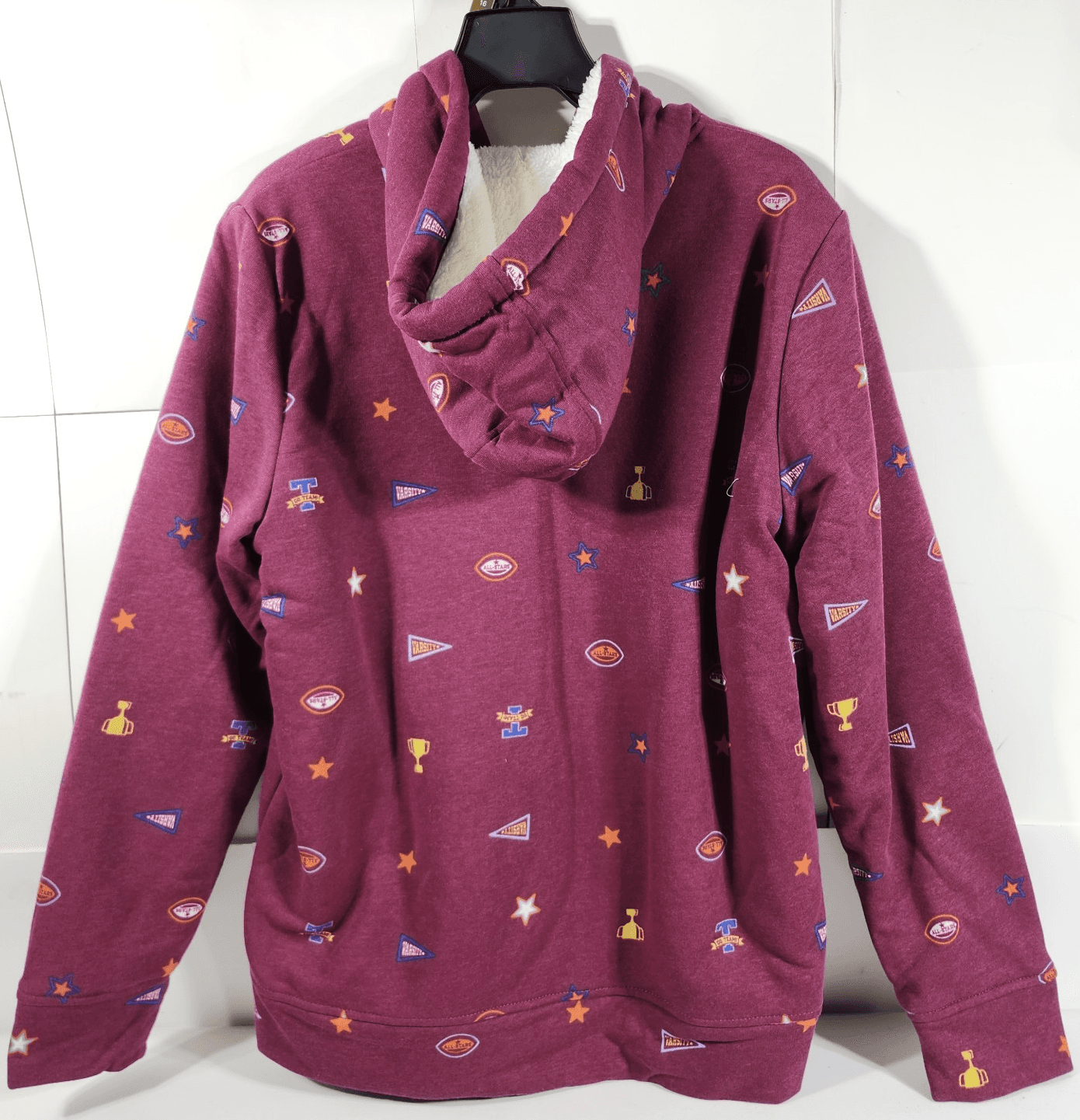 Wonder Nation Boy's Full Zip Hoodie W/Faux Shearling Lining Size XL Red NEW - Thumbnail 4