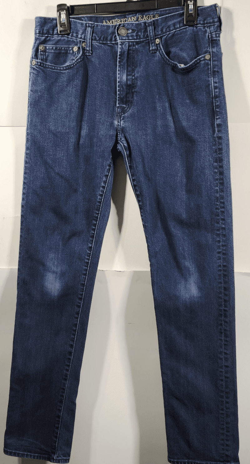 American Eagle Jeans Mens 30X32 Slim Straight Blue Denim Pants - Thumbnail 5
