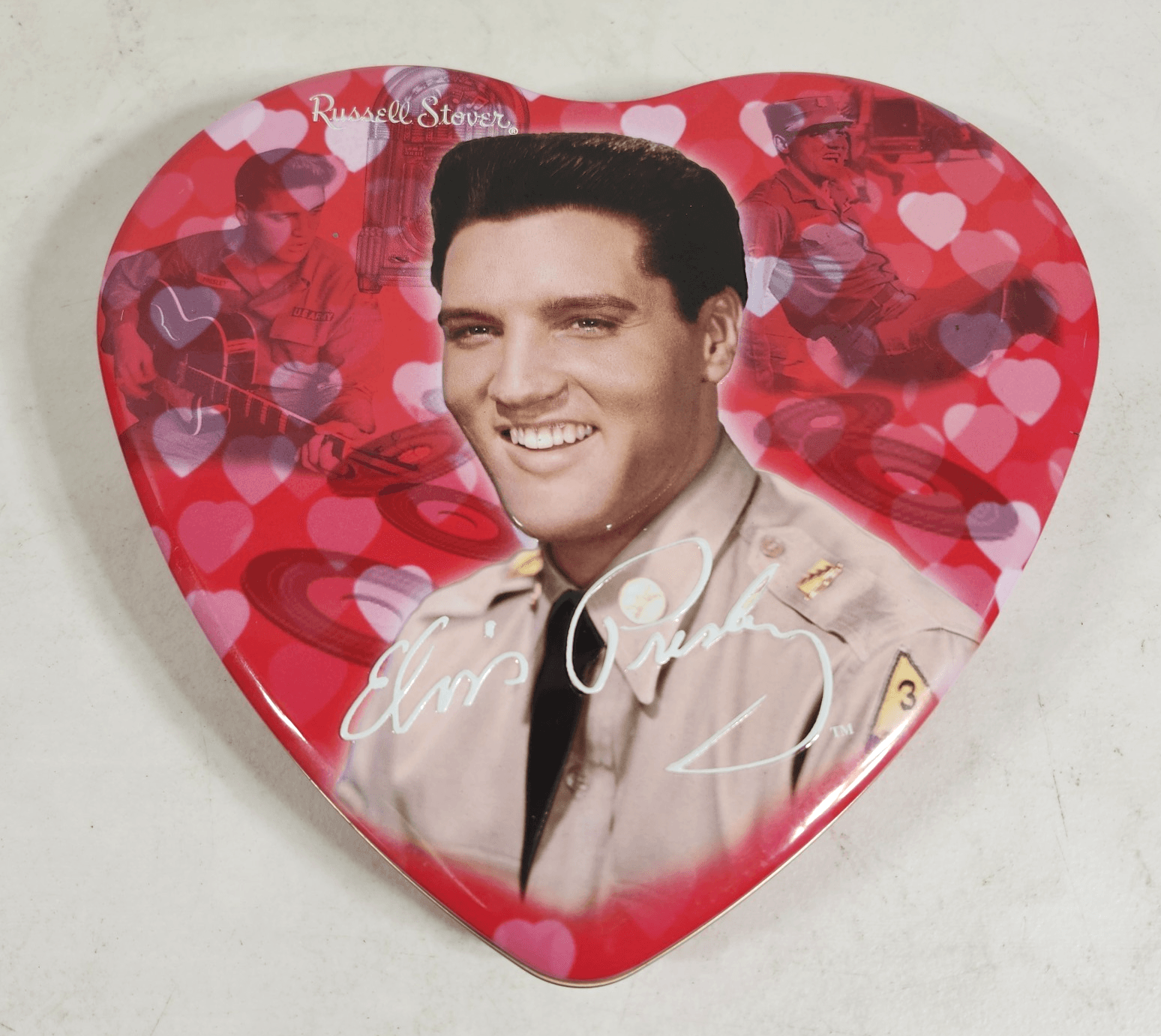 Elvis Presley Candy Heart Tin Army Uniform Russell Stover Valentine - Thumbnail 2