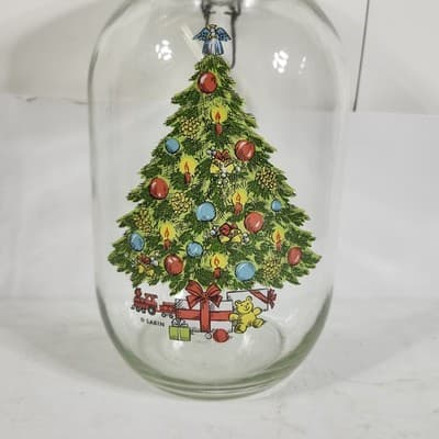 Vtg Christmas by Carlton 3L Ermetico Glass Cookie Jar in Original Box - Thumbnail 3