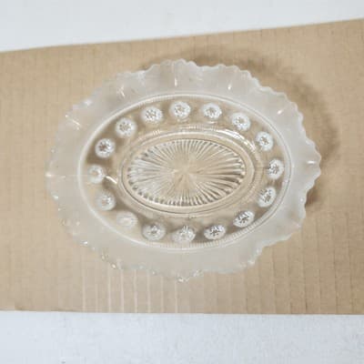 Vintage Clear Crystal Ribbon Hobnail Pattern Trinket Candy Serving Dish - Thumbnail 5