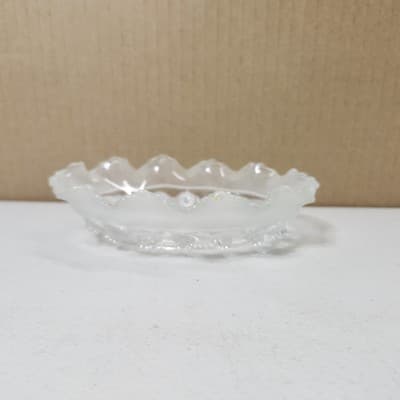 Vintage Clear Crystal Ribbon Hobnail Pattern Trinket Candy Serving Dish - Thumbnail 4