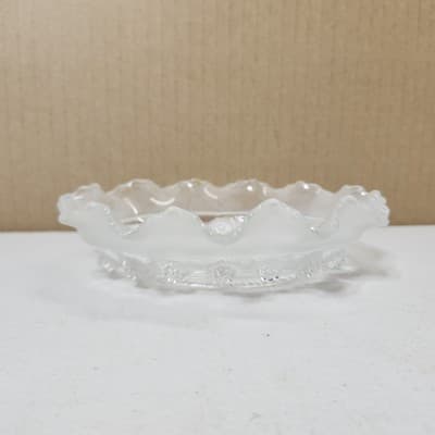 Vintage Clear Crystal Ribbon Hobnail Pattern Trinket Candy Serving Dish - Thumbnail 2