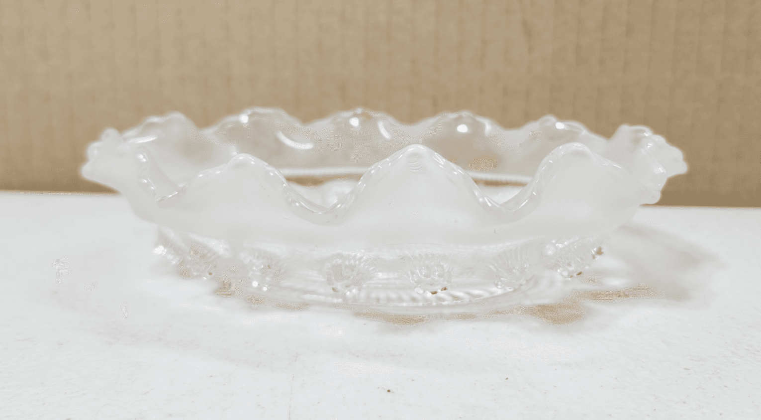 Vintage Clear Crystal Ribbon Hobnail Pattern Trinket Candy Serving Dish