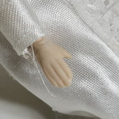 Vintage Porcelain Bride Doll Victorian Wedding Gown 6" - Thumbnail 8