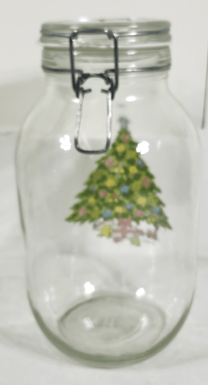 Vtg Christmas by Carlton 3L Ermetico Glass Cookie Jar in Original Box - Thumbnail 5