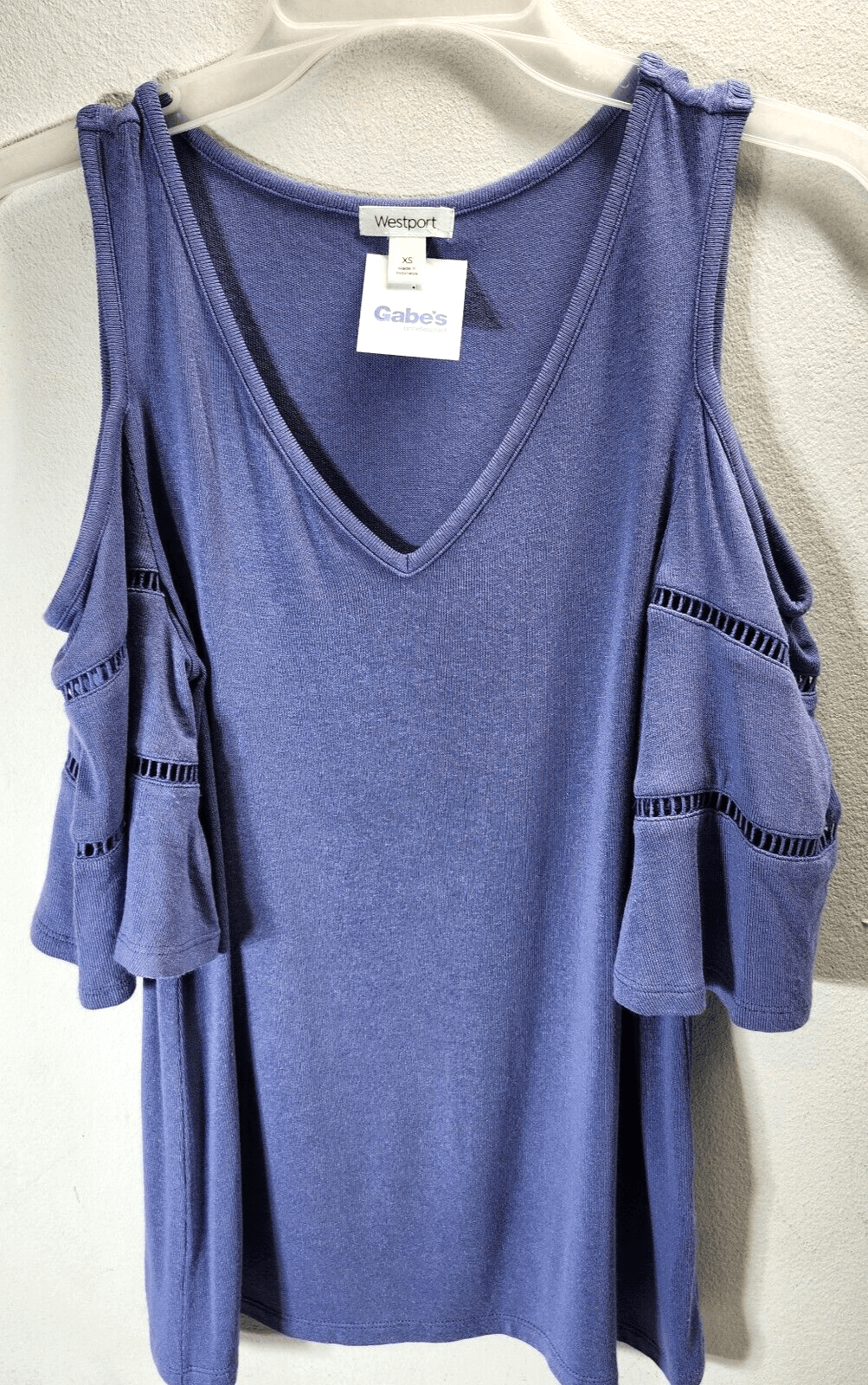 Westport Womens XS Blue Blouse Shirt V-Neck NEW