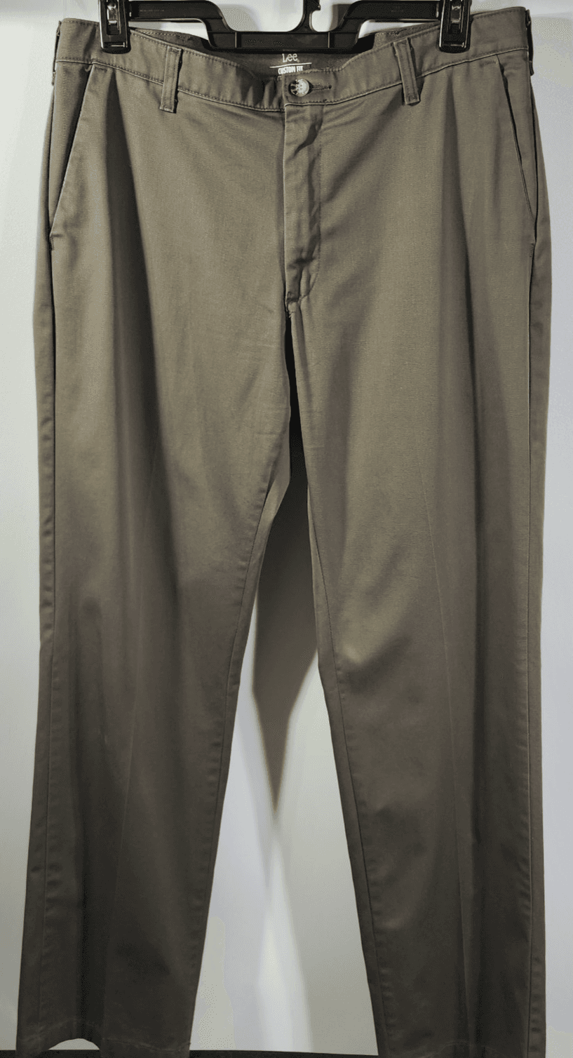 Lee Custom Fit Straight Leg Chino Pants Men's 36x34 Brown - Thumbnail 5