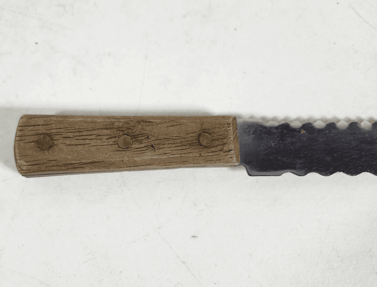 Vintage Large Double Serrated Edge Knife, W/ Wood Handle From Japan 12" - Thumbnail 6