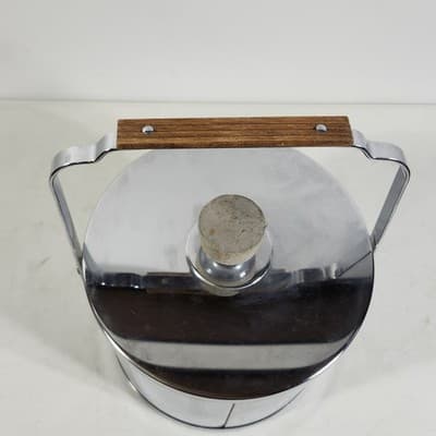 Vintage MCM Chrome Ice Bucket and Tongs Atapco Insulated Barware Home Bar Decor - Thumbnail 6