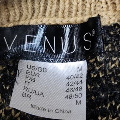Venus Women's M Tiger Stripe Turtleneck Cold Shoulder Sweater Stretch - Thumbnail 6