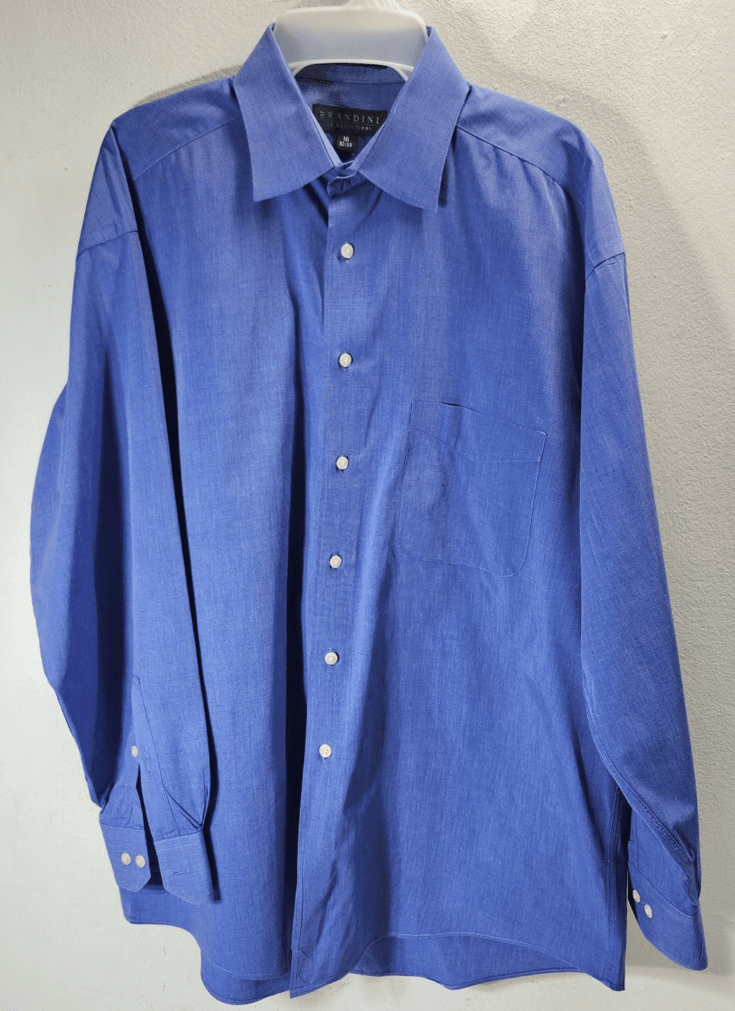 Brandini Shirt Men's Size 16 Blue Button Up Soft Casual Dress Collared Business - Thumbnail 5