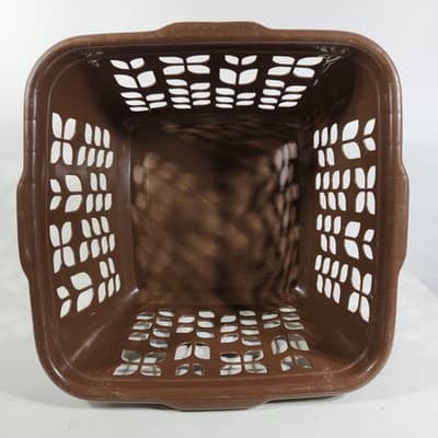 Vintage Rubbermaid 2968 Chocolate Brown Tulip Floral Square Laundry Basket Retro