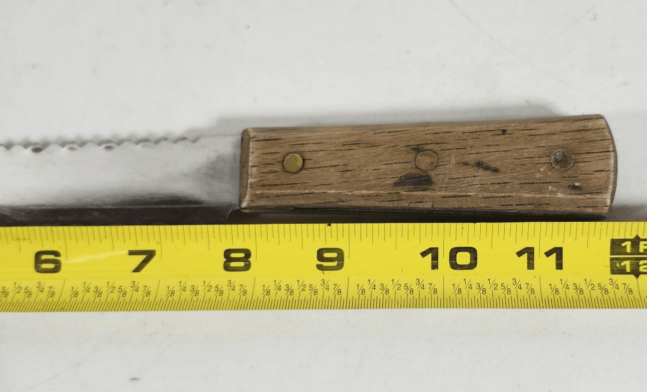 Vintage Large Double Serrated Edge Knife, W/ Wood Handle From Japan 12" - Thumbnail 5
