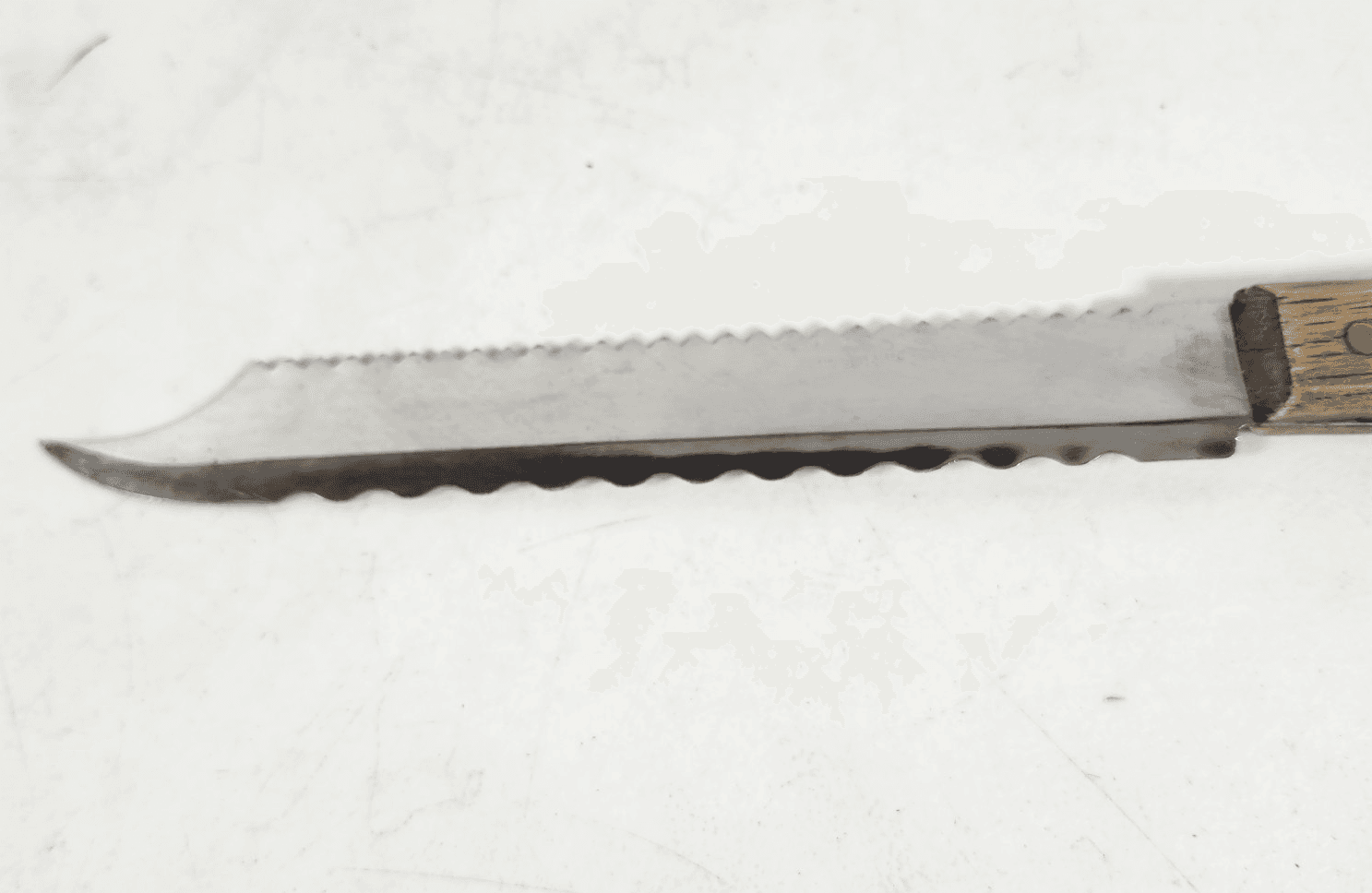 Vintage Large Double Serrated Edge Knife, W/ Wood Handle From Japan 12" - Thumbnail 3