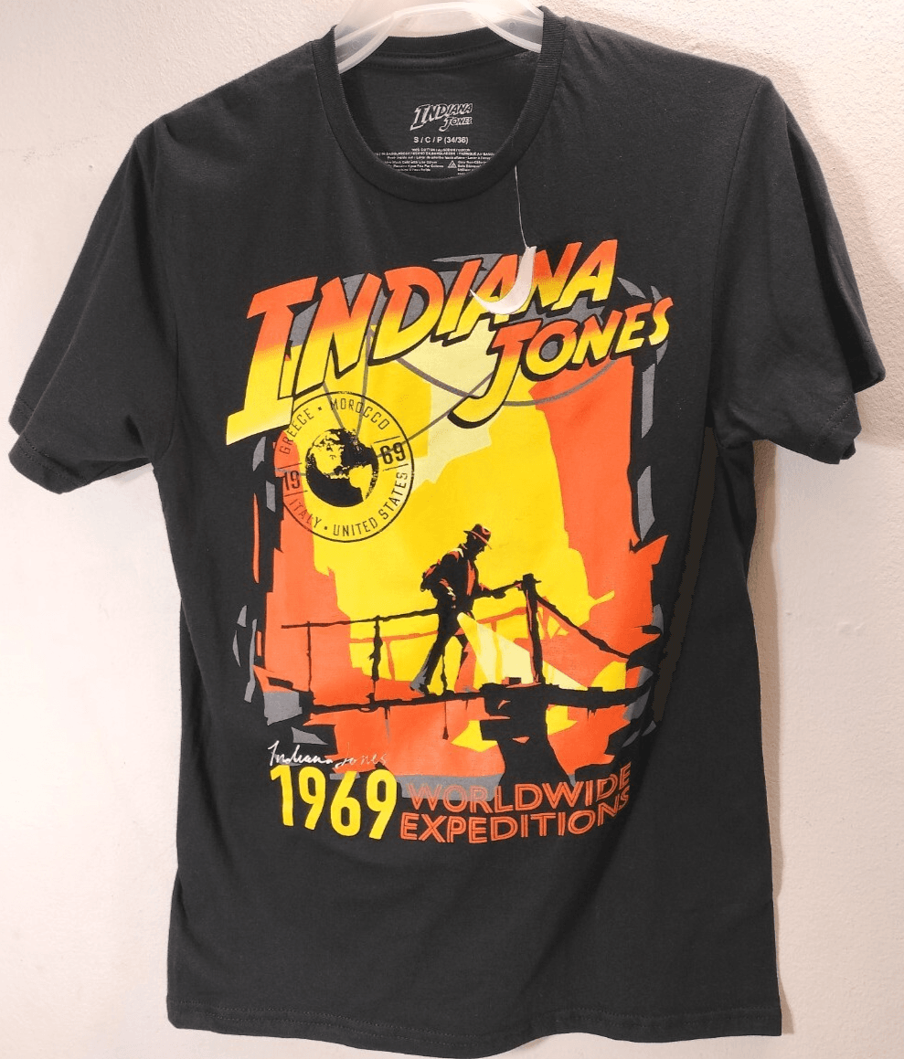 Indiana Jones Mens Graphic T-Shirt Size Small Black Short Sleeve Logo NEW