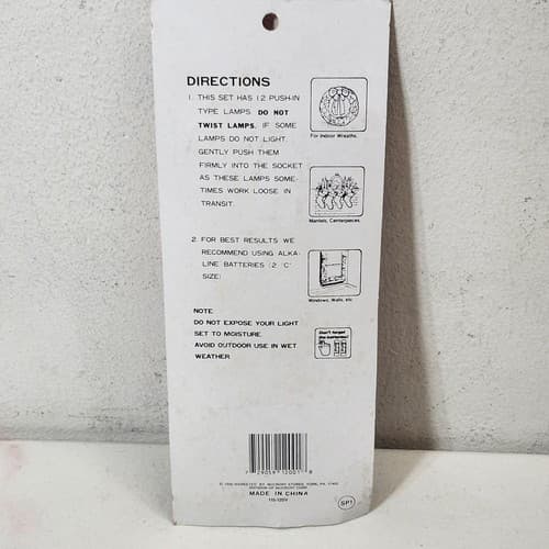 Battery Operated Christmas String Lights Red Green White Decoration NOS 12 Light - Thumbnail 4