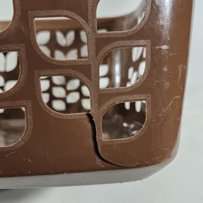 Vintage Rubbermaid 2968 Chocolate Brown Tulip Floral Square Laundry Basket Retro - Thumbnail 11