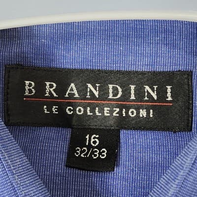Brandini Shirt Men's Size 16 Blue Button Up Soft Casual Dress Collared Business - Thumbnail 7