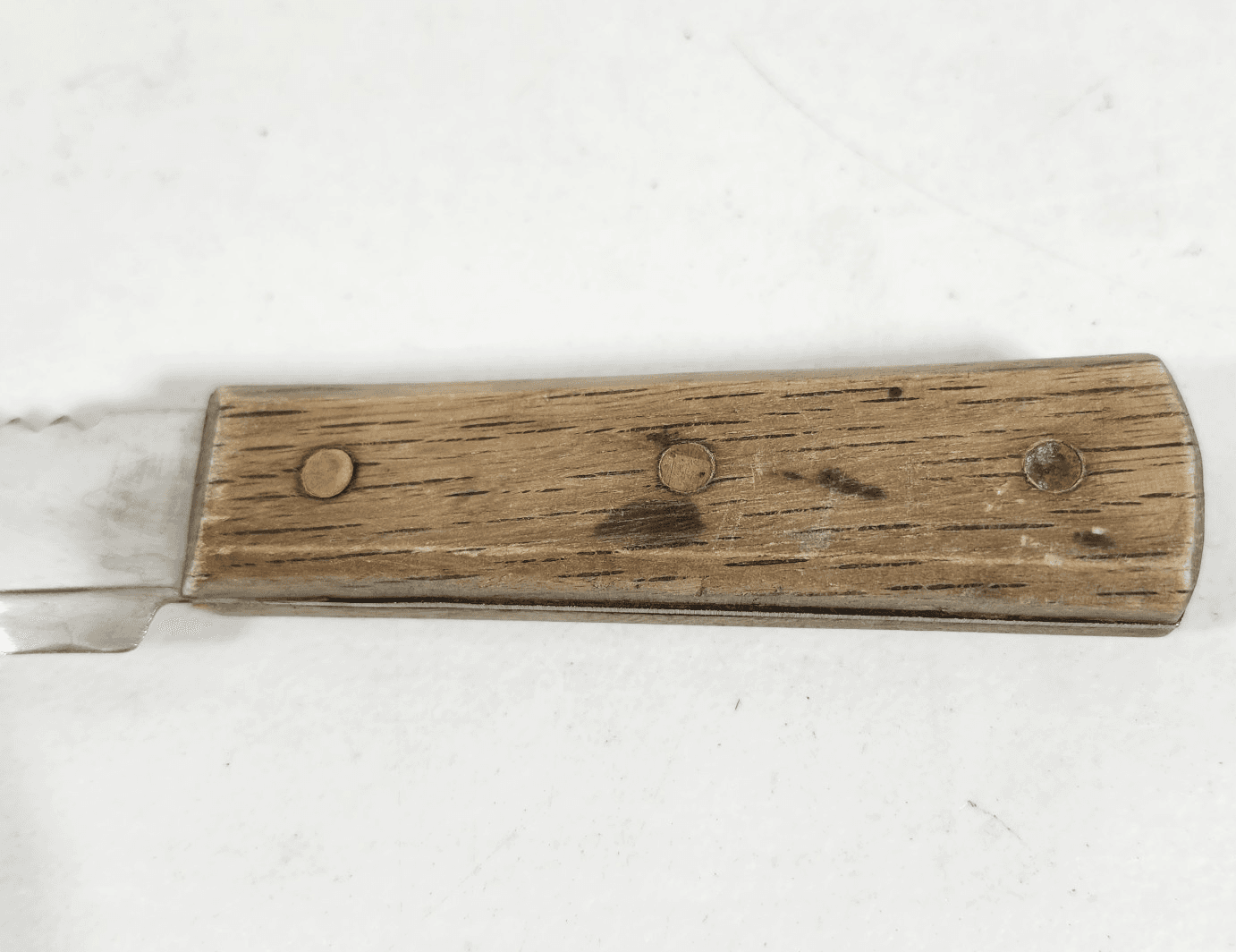 Vintage Large Double Serrated Edge Knife, W/ Wood Handle From Japan 12" - Thumbnail 2