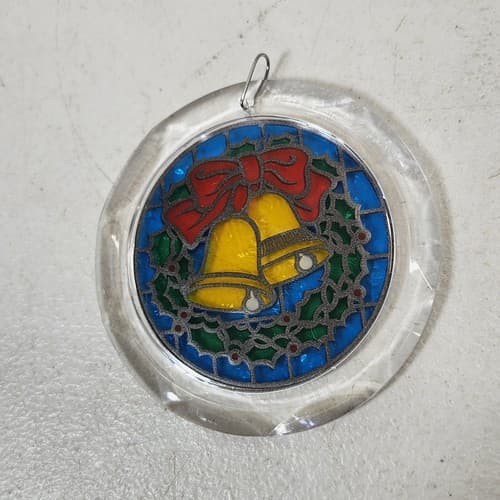 Vintage Holiday Christmas Tree Hanging Ornaments Santa Wreath With Bells - Thumbnail 5