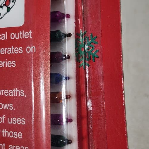 Battery Operated Christmas String Lights Red Green White Decoration NOS 12 Light - Thumbnail 3
