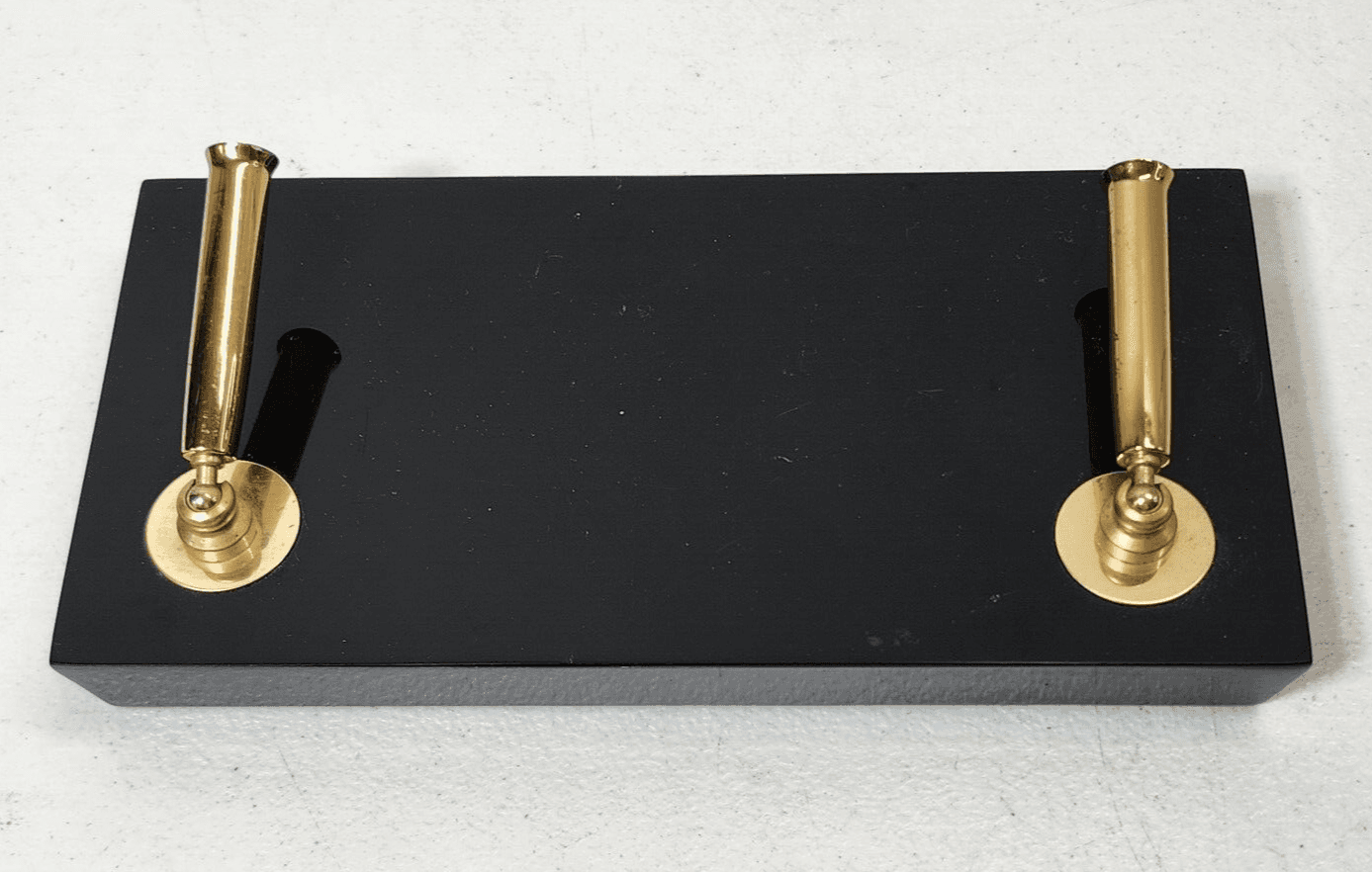 Charles Underwood Double Pen Holder Desk Decor 8" X 4" Black & Gold