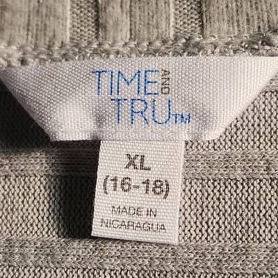Time and Tru Women's XL Shirt Ribbed Hacci V-neck Top Gray NEW - Thumbnail 7