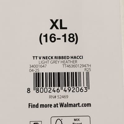 Time and Tru Women's XL Shirt Ribbed Hacci V-neck Top Gray NEW - Thumbnail 8