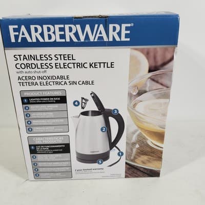 Farberware Stainless Steel Cordless Electric Kettle NEW - Thumbnail 7
