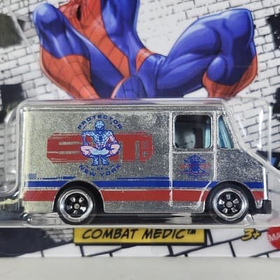 Hot Wheels Silver Series Spiderman Combat Medic 1/64 Toy Vehicle NEW - Thumbnail 2