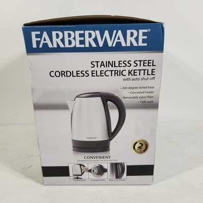 Farberware Stainless Steel Cordless Electric Kettle NEW - Thumbnail 9