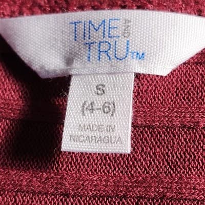 Time and Tru Women's S Shirt Ribbed Hacci V-neck Top Red NEW - Thumbnail 7