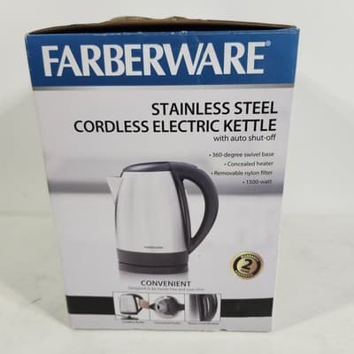 Farberware Stainless Steel Cordless Electric Kettle NEW - Thumbnail 6