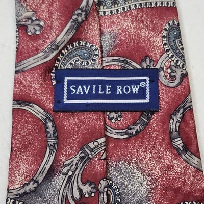 VTG Designer Silk Mens Neck Tie Saville Row Abstract Red 61" X 4" - Thumbnail 3