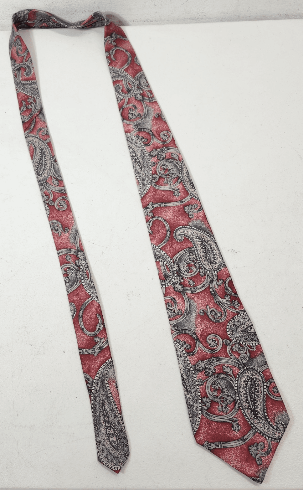 VTG Designer Silk Mens Neck Tie Saville Row Abstract Red 61" X 4" - Thumbnail 5