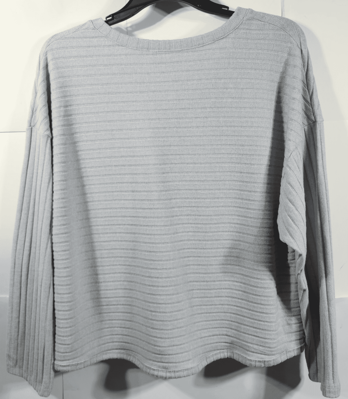 Time and Tru Women's XL Shirt Ribbed Hacci V-neck Top Gray NEW - Thumbnail 4