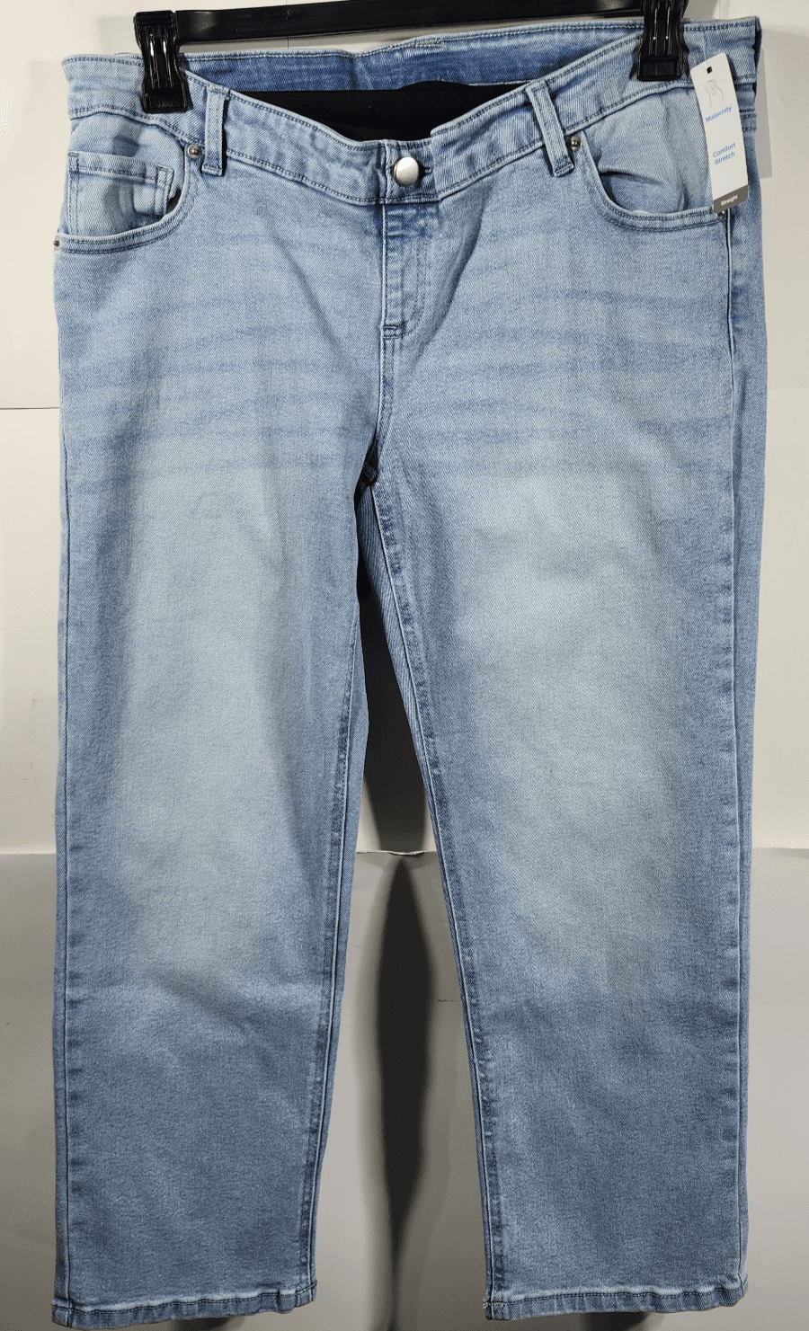 Time & Tru Women's L Maternity Jeans Straight Leg Blue Denim Stretch Pants NEW - Thumbnail 5