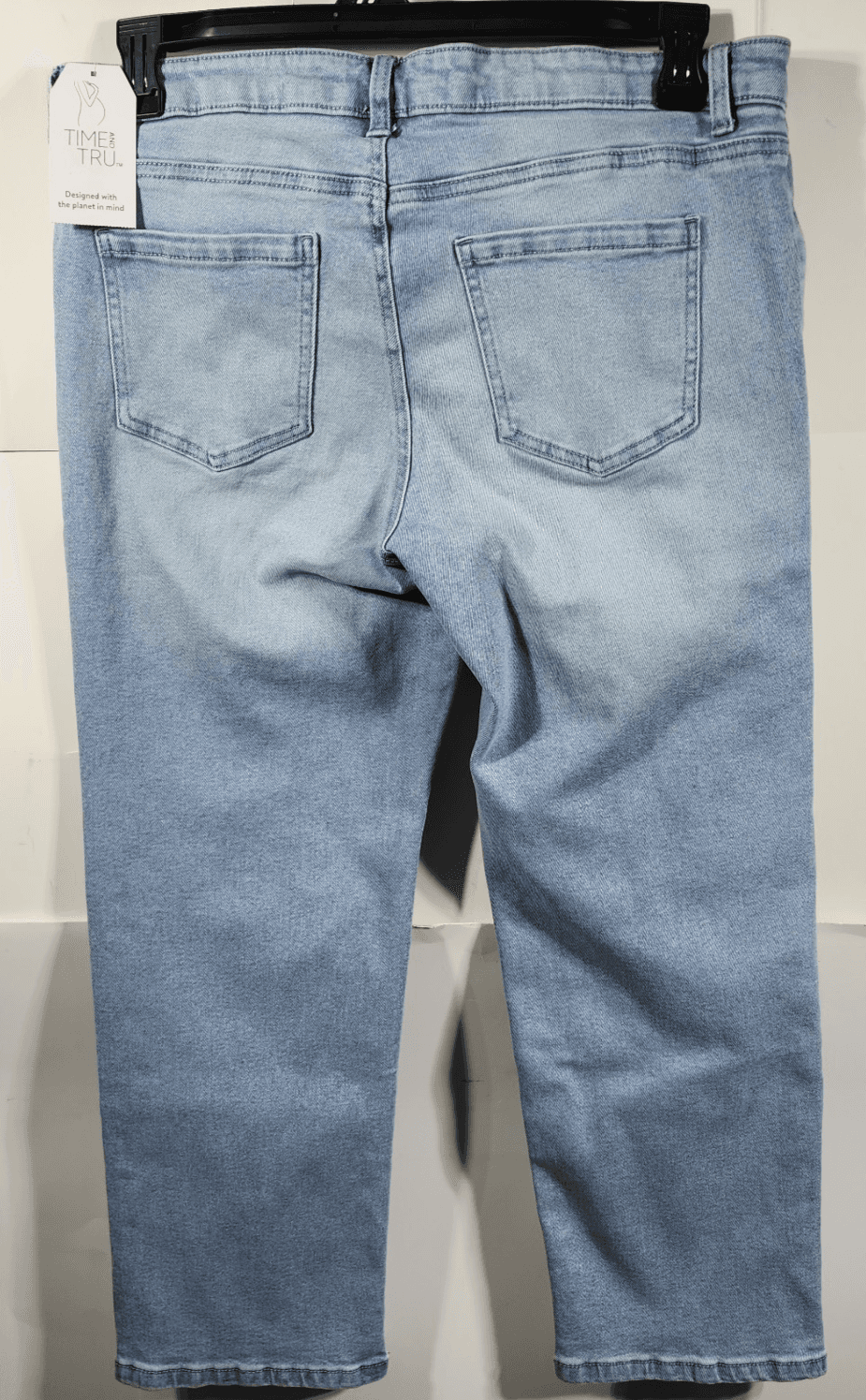 Time & Tru Women's L Maternity Jeans Straight Leg Blue Denim Stretch Pants NEW - Thumbnail 6