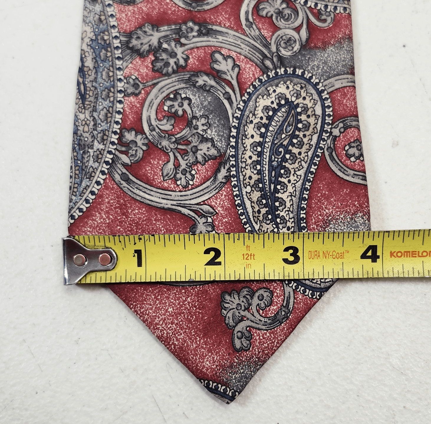 VTG Designer Silk Mens Neck Tie Saville Row Abstract Red 61" X 4" - Thumbnail 2