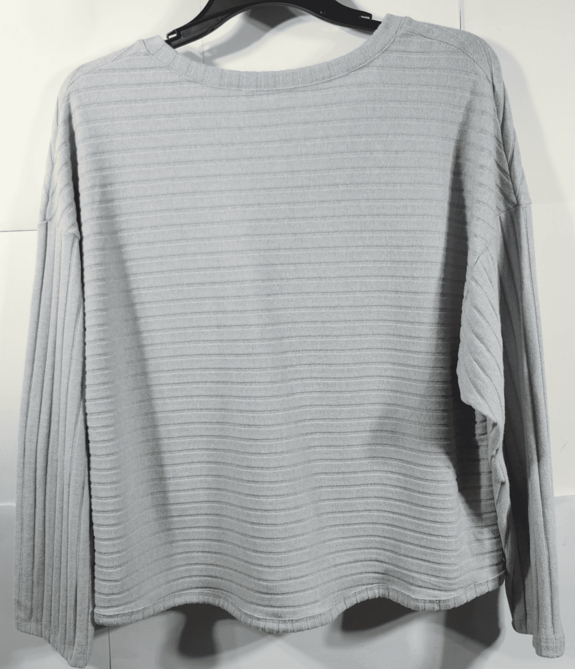 Time and Tru Women's XL Shirt Ribbed Hacci V-neck Top Gray NEW - Thumbnail 6