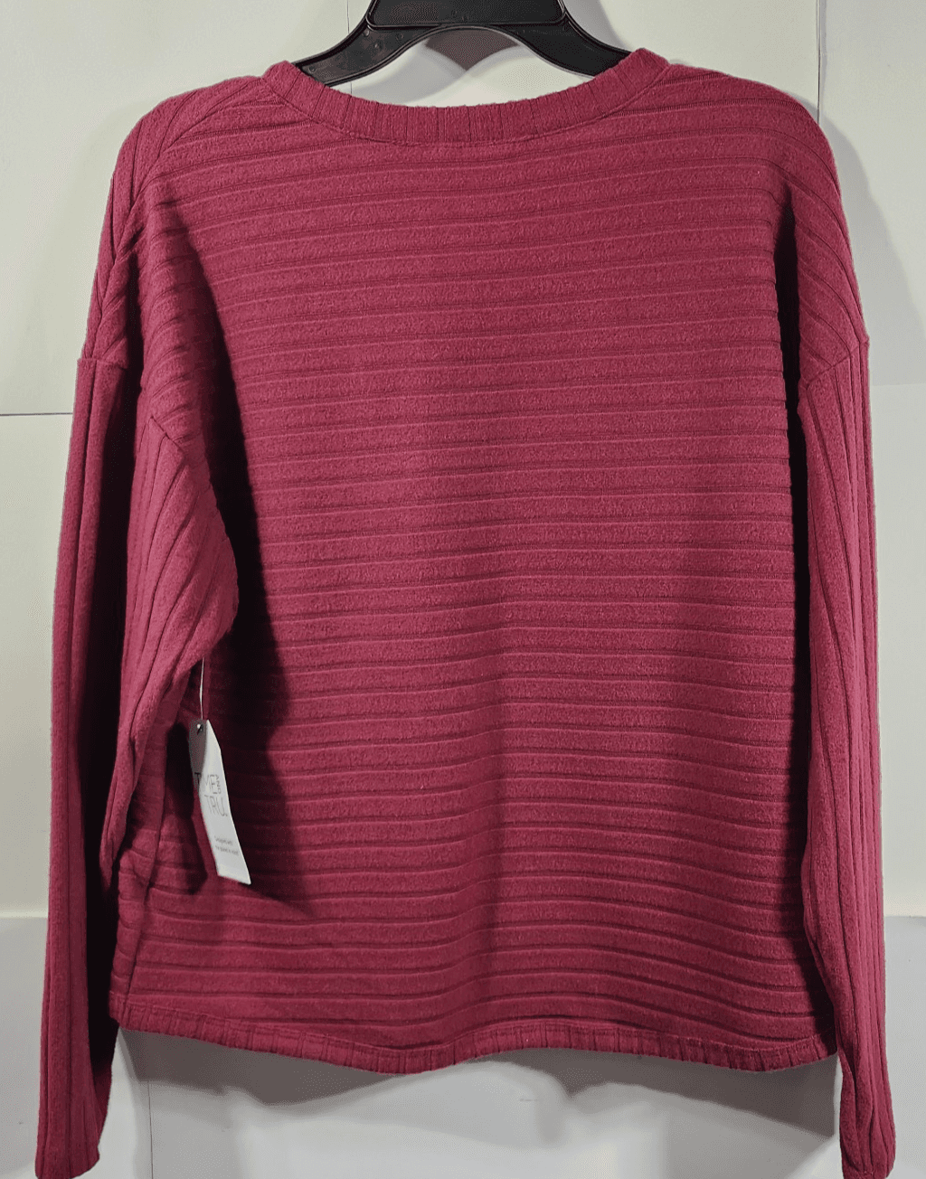 Time and Tru Women's S Shirt Ribbed Hacci V-neck Top Red NEW - Thumbnail 4