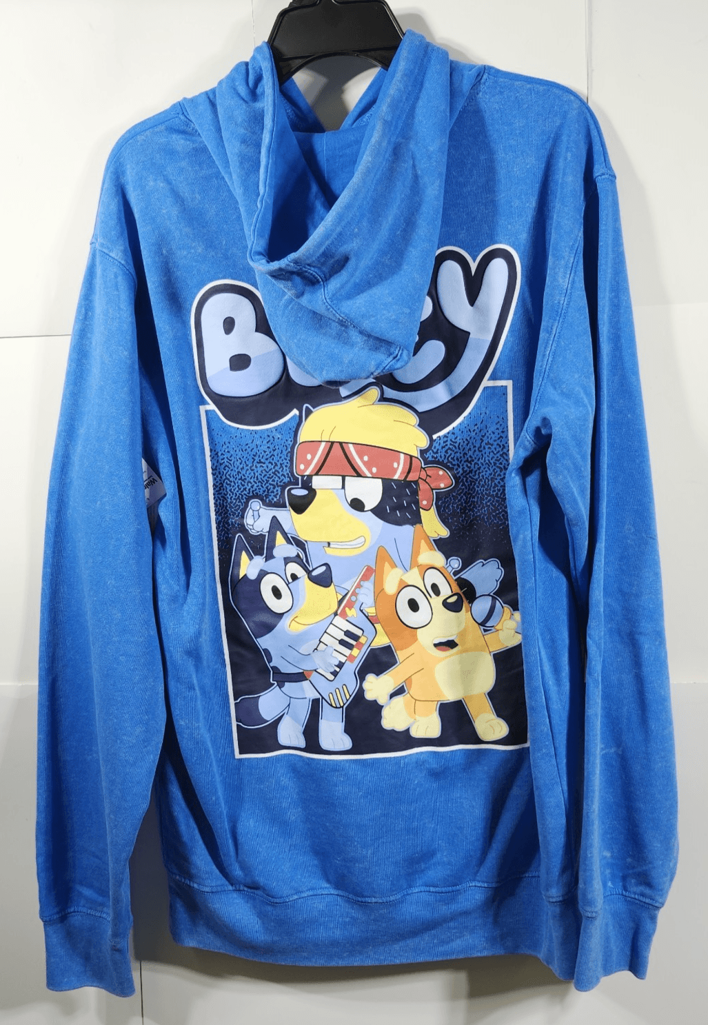 Bluey Mens Medium Graphic Hoodie Blue Hooded Sweatshirt Long Sleeve NEW - Thumbnail 4