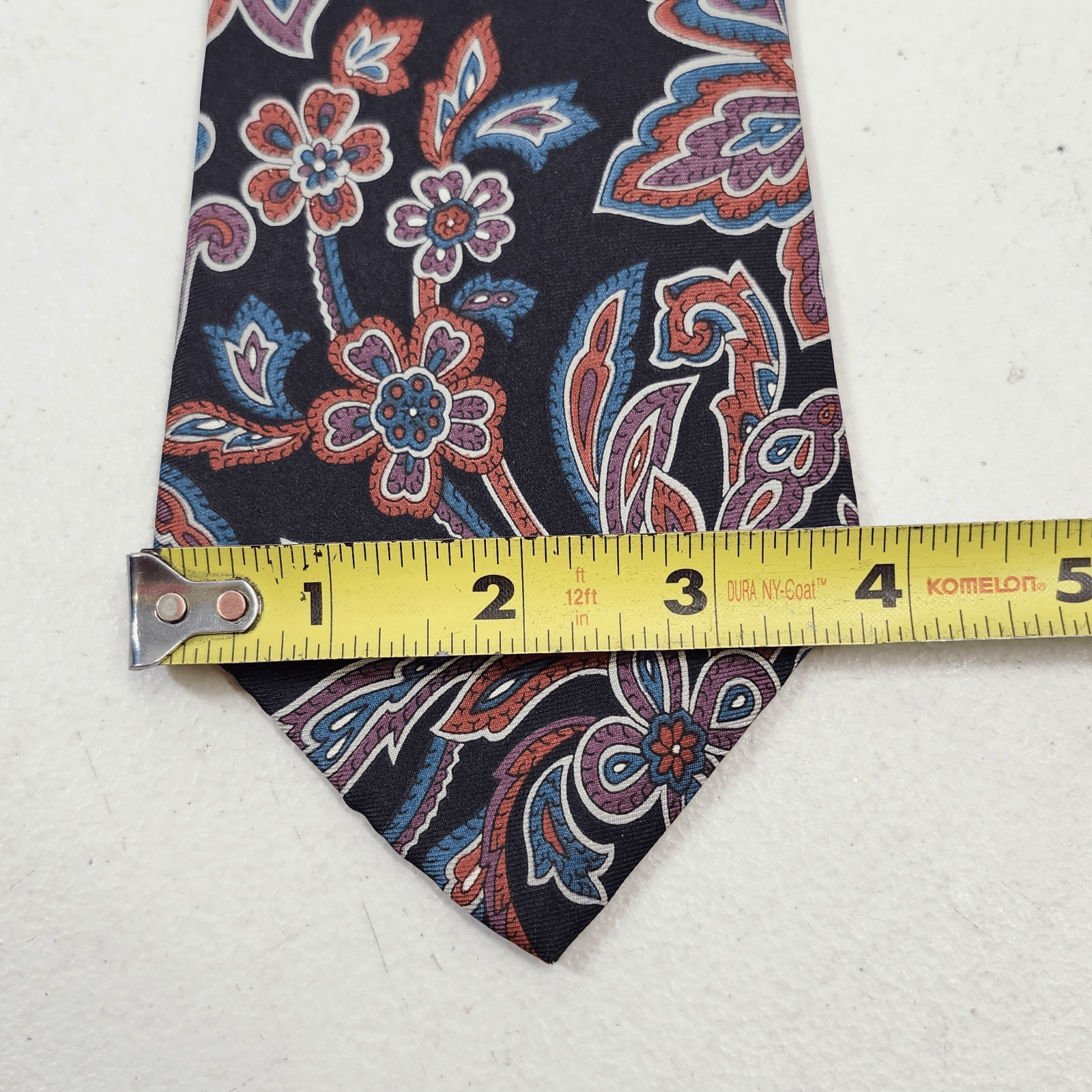 American Traditions Mens Tie Silk Necktie Black Red White Blue 59" x 3.75" - Thumbnail 2