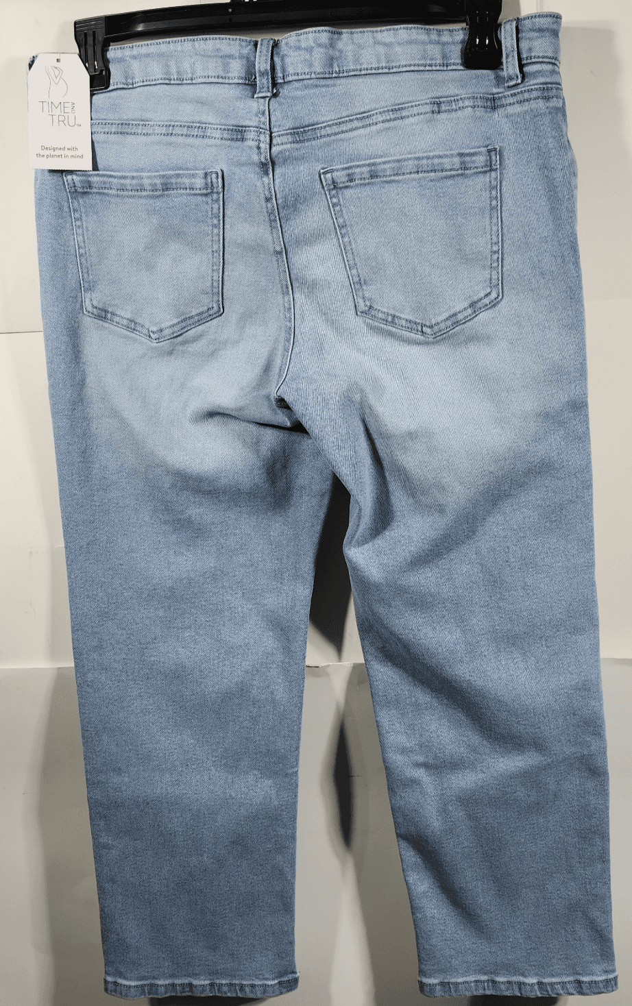 Time & Tru Women's L Maternity Jeans Straight Leg Blue Denim Stretch Pants NEW - Thumbnail 4