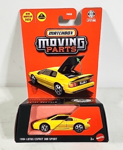 2026 Matchbox 1994 Lotus Esprit 300 Sport Moving Parts Yellow Car 1/64 Toy NEW - Thumbnail 6