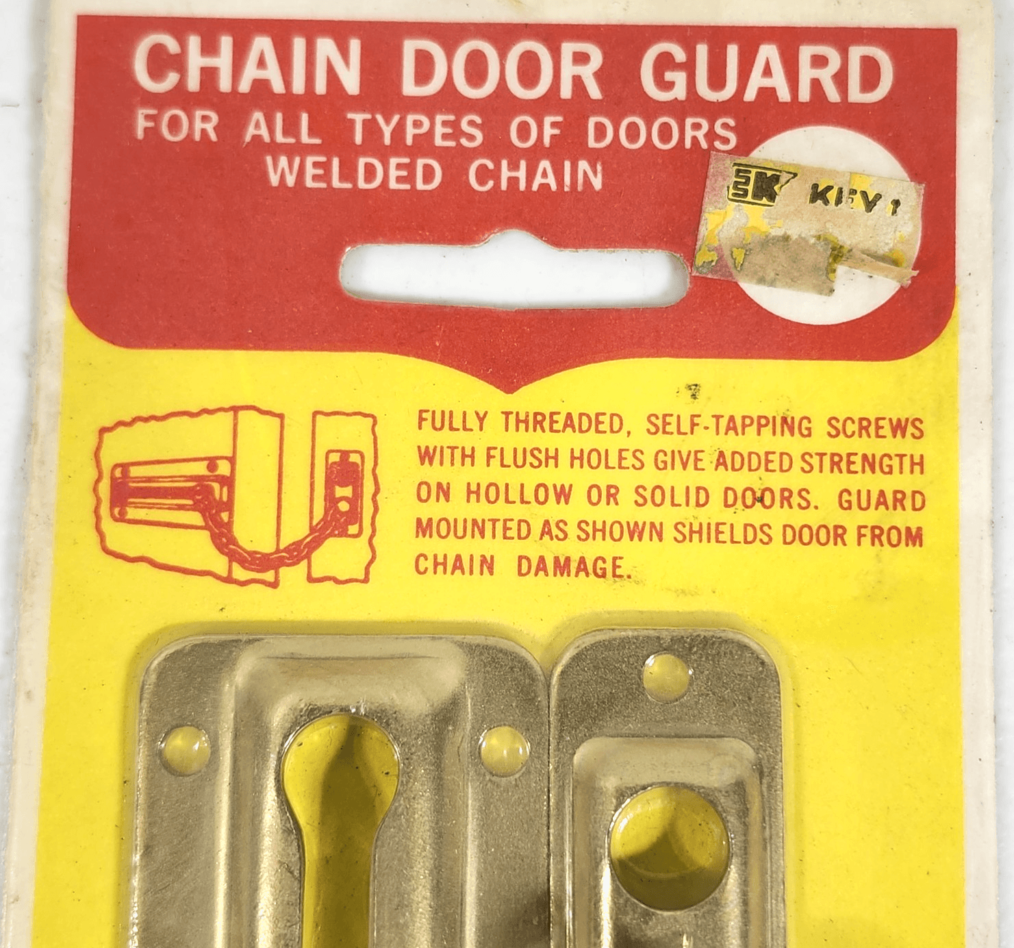 Antique NOS Chain Door Guard Brass Plated Steel Made In USA - Thumbnail 5
