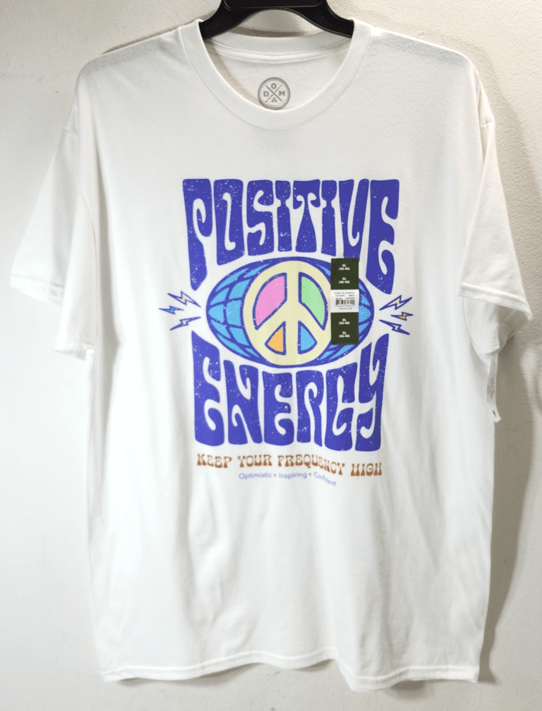 Positive Energy Mens T-Shirt Size XL White Graphic Short Sleeve Tee NEW