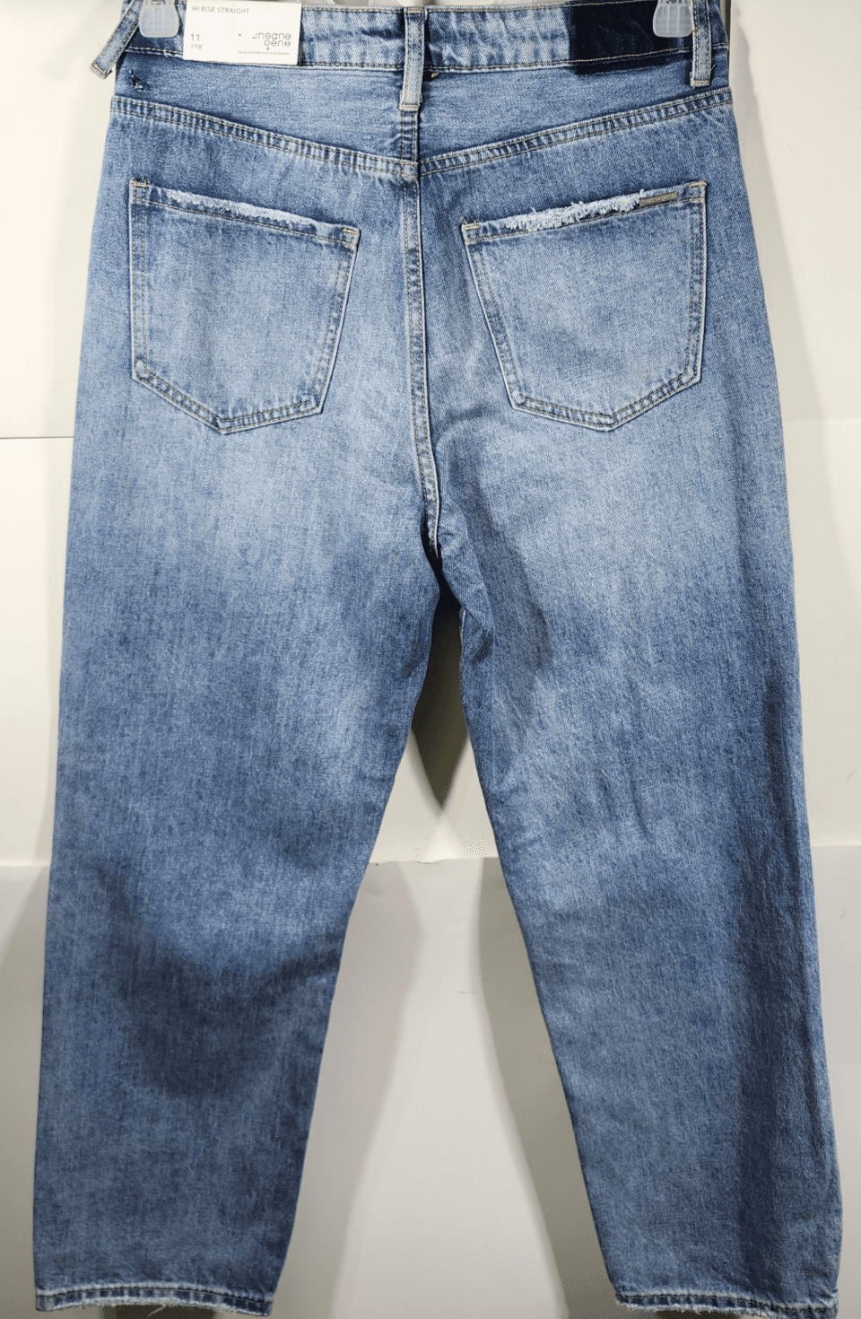 Insane Gene Women's 11 High Rise Straight Jeans Blue Denim Distressed NEW - Thumbnail 6