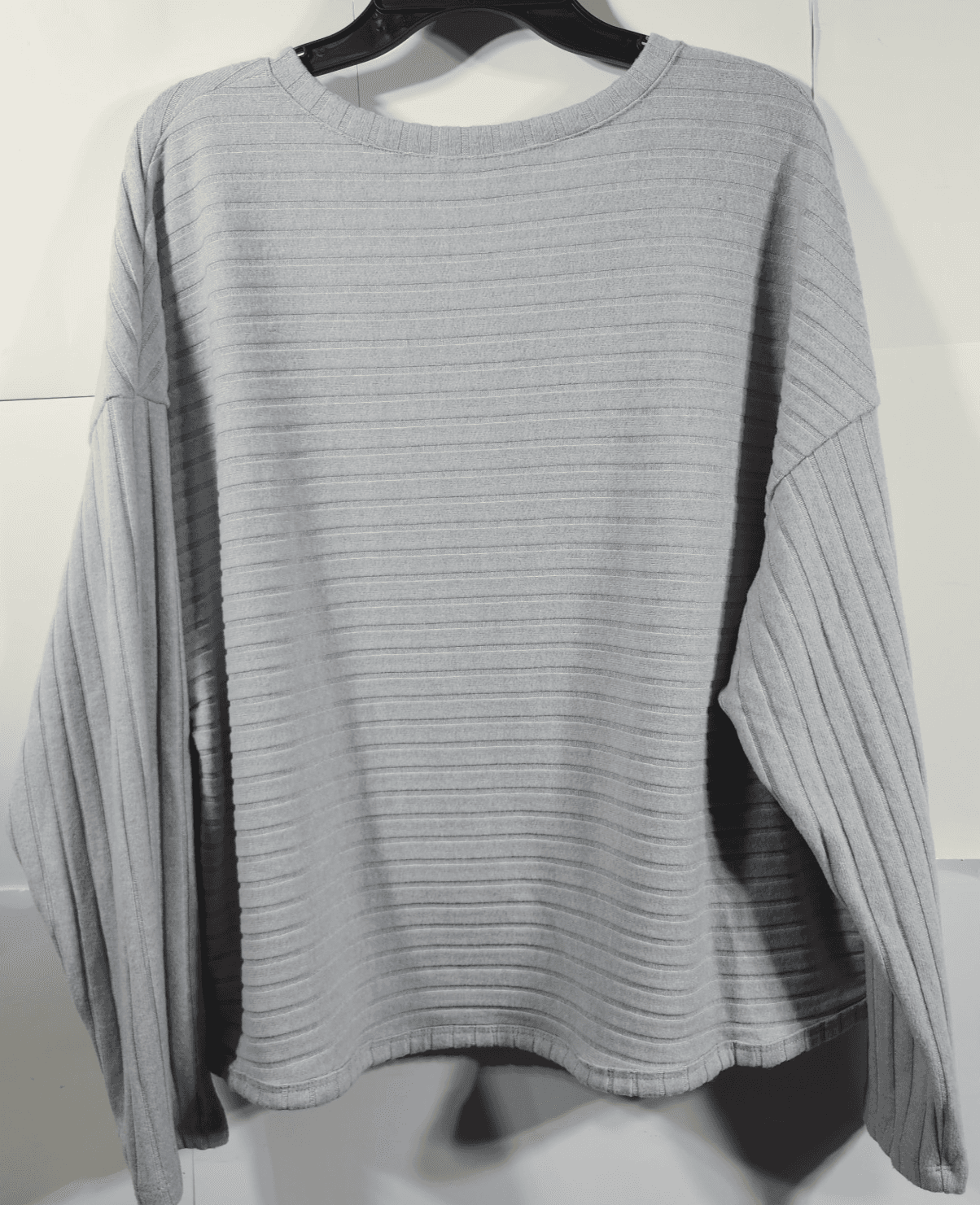 Time and Tru Women's XL Shirt Ribbed Hacci V-neck Top Gray NEW - Thumbnail 4